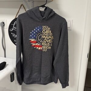 Charcoal Hoodie with Patriotic Design